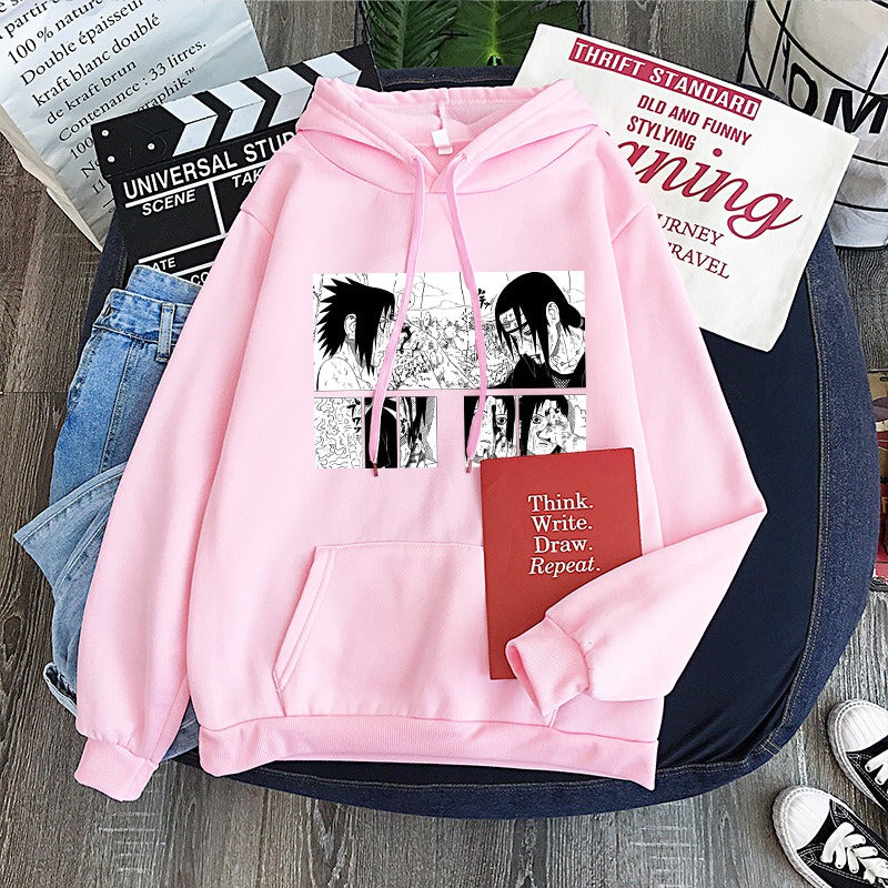 Soft Naruto Itachi Uchiha Anime Hoodie – Plush Hooded Sweatshirt with Hat for Men & Women, Cozy Student Pullover, Japanese Streetwear Cosplay Hoodie