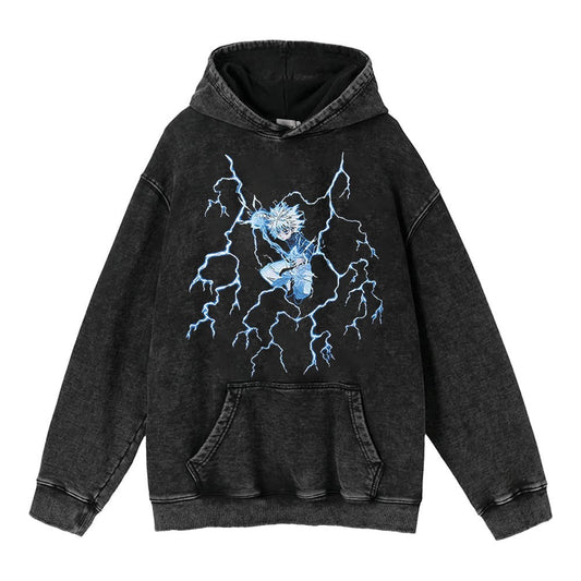 Very Heavy and Comfortable Anime Hoodie 440g Heavyweight Washed Old Killua Anime Street Retro Cotton Hoodie Hoodie