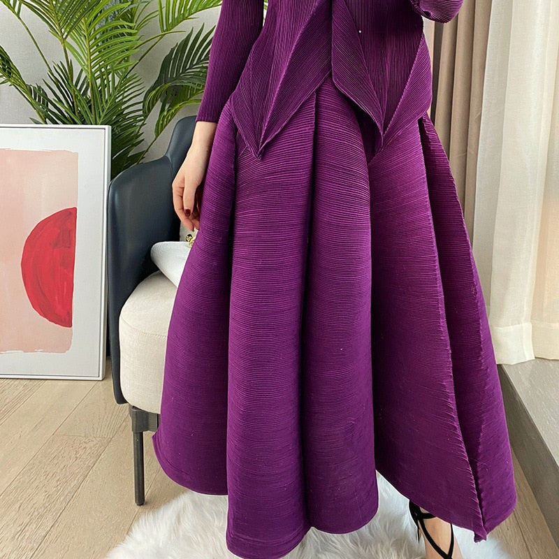 Bosom Fairy Pleated Three-Quarter Sleeve Top Half Skirt Suit Fairy Flower Bud Skirt Two-Piece Set