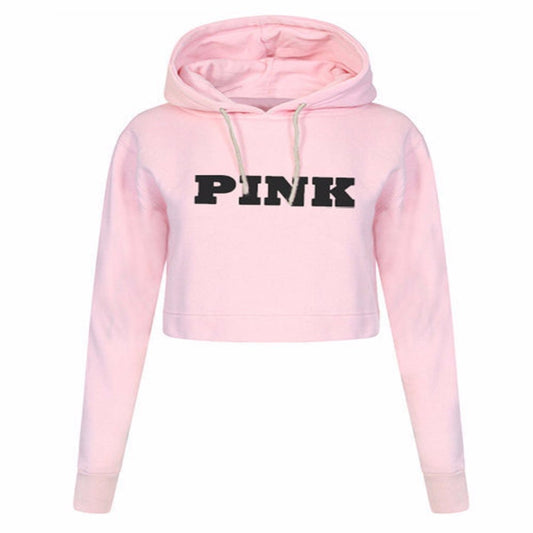 Pink Oversized Hoodies Jumper Sweatshirt Female Pink Cropped Top 2017 Winter Kawaii Harajuku Letter Loose Pullover