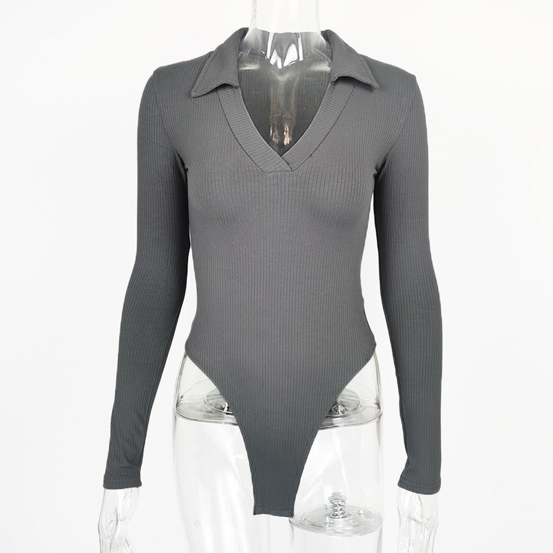 The Lolita Body Suit | Sexy Polo Collar Long Sleeve | One Piece Undercoat