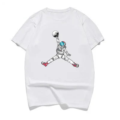 Astronaut Jordan Logo Space Basketball T-Shirt – Unisex Streetwear Tee for Hoopers, Space Lovers & Trendsetters | 100% Cotton Cosmic Dunk Tee | Urban Basketball Fashion Shirt Astronaut Jordan Logo Space Basketball Unisex T-shirt