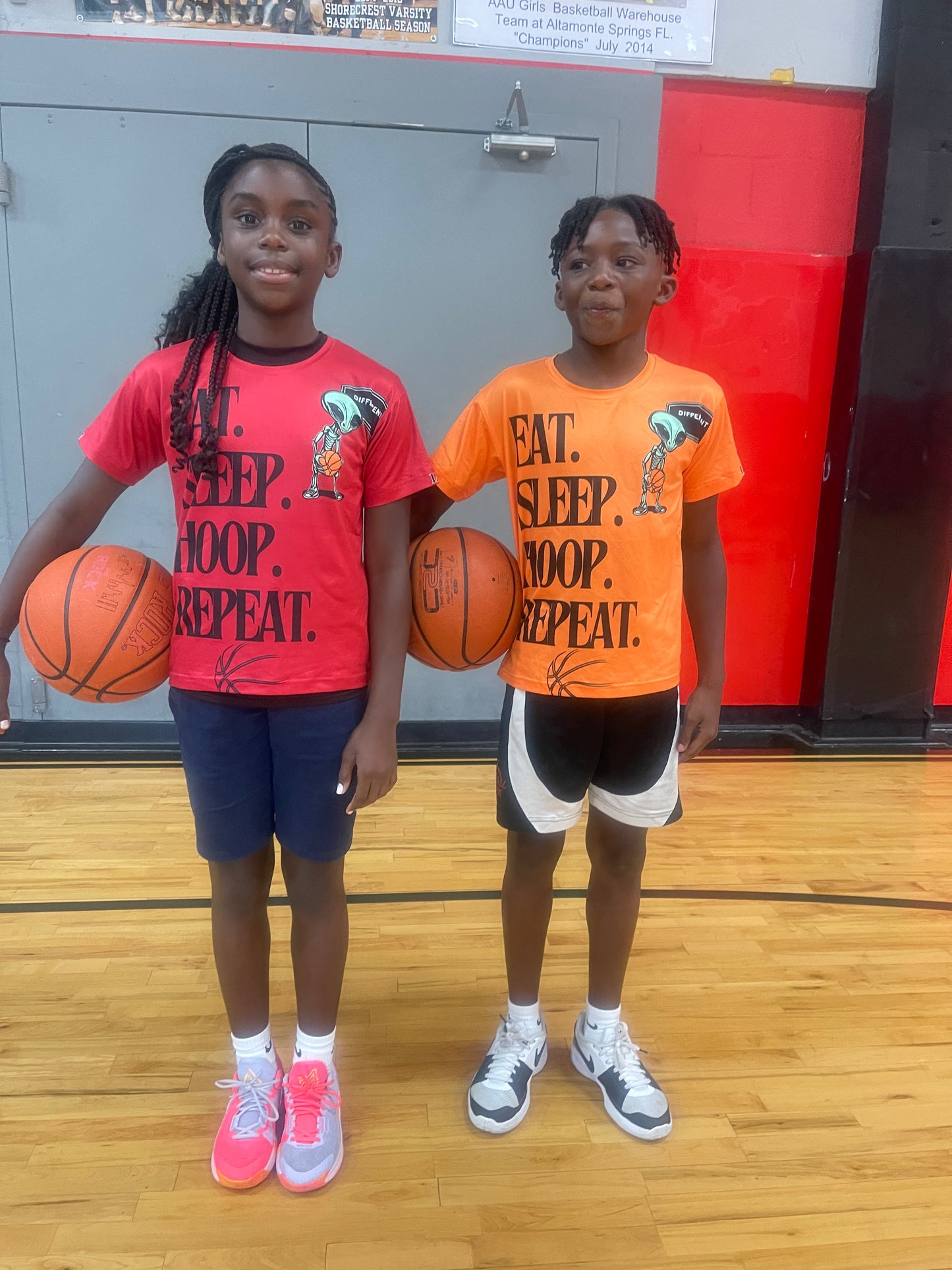 EAT SLEEP HOOP REPEAT YOUTH SHIRT, Kids Softstyle T-Shirt