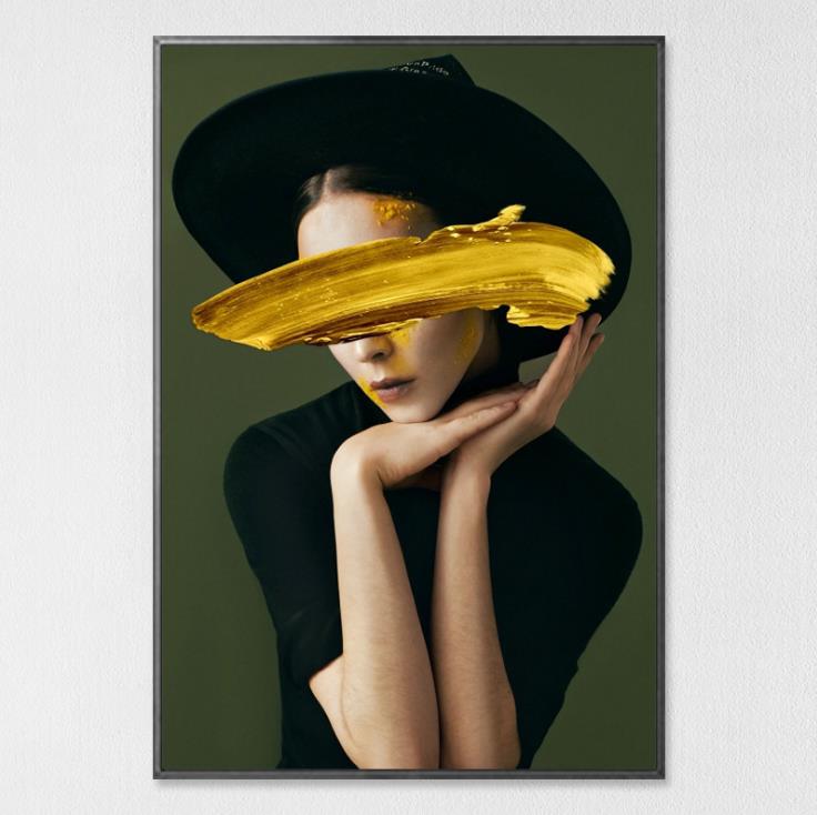 Abstract Face Portrait | Modern Art Feather Woman Abstract Fashion Style Canvas Painting Art Print Poster Picture Frame Wall Living Room Home Decor - Mighty Lifestyle