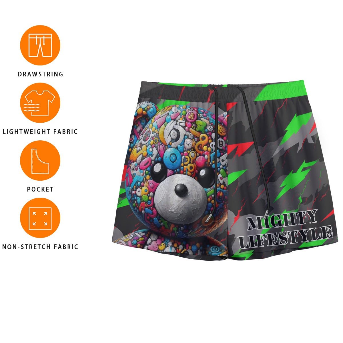 ABSTRACT ML BEAR SPORTS SHORTS BASKETBALL SHORTS Mesh Shorts - Mighty Lifestyle