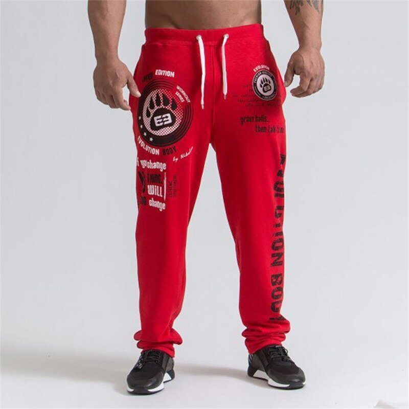 Alpha Graphic Sweat Pants, Running Jogging Pants Men Cotton Soft Bodybuilding Joggers Sweatpants Harem Long Trousers Gym Fitness Sport Training Pants - Mighty Lifestyle