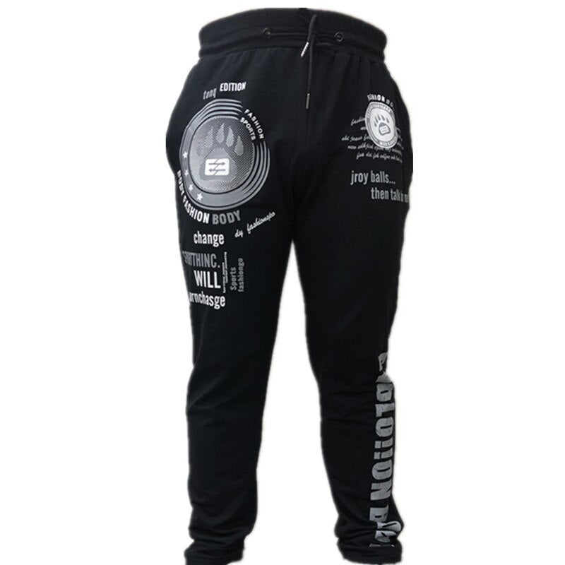 Alpha Graphic Sweat Pants, Running Jogging Pants Men Cotton Soft Bodybuilding Joggers Sweatpants Harem Long Trousers Gym Fitness Sport Training Pants - Mighty Lifestyle