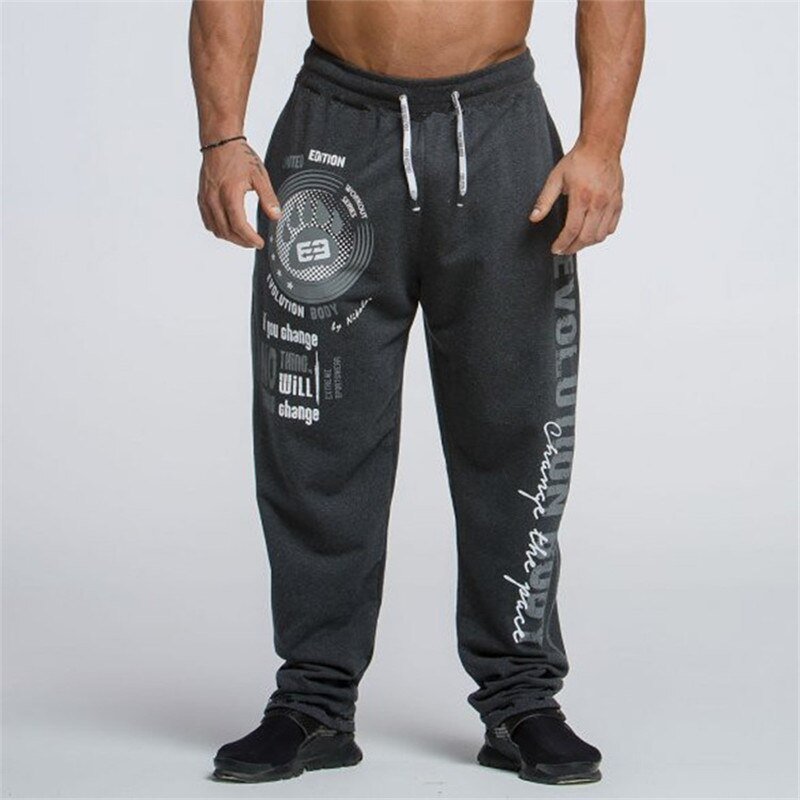 Alpha Graphic Sweat Pants, Running Jogging Pants Men Cotton Soft Bodybuilding Joggers Sweatpants Harem Long Trousers Gym Fitness Sport Training Pants - Mighty Lifestyle