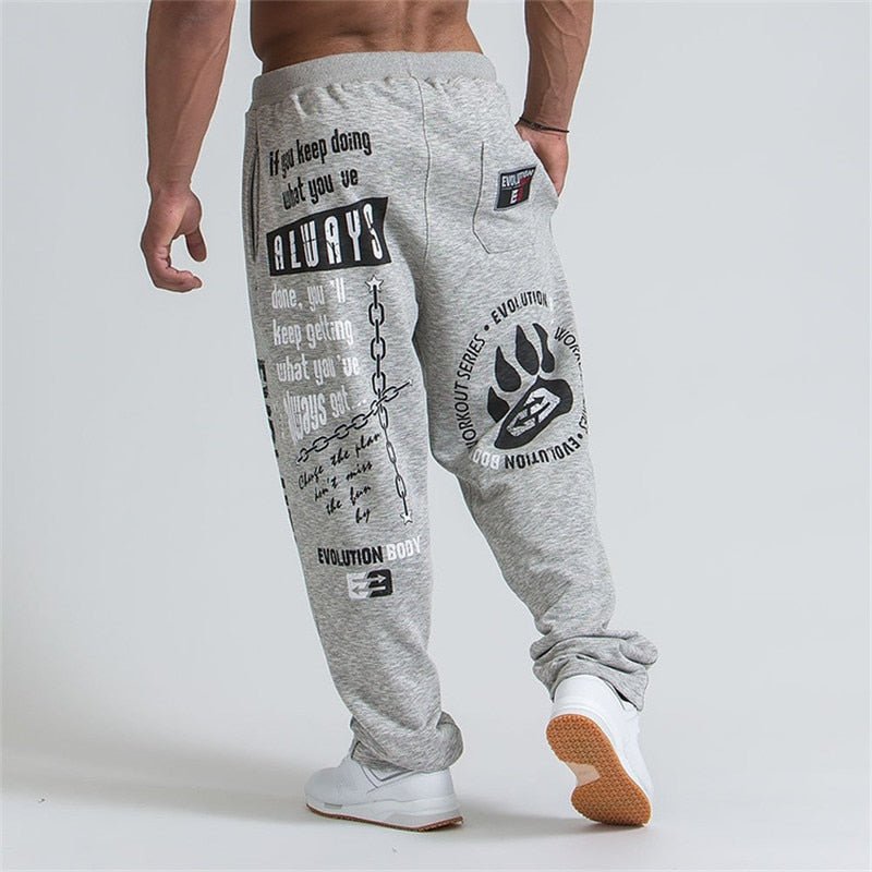 Alpha Graphic Sweat Pants, Running Jogging Pants Men Cotton Soft Bodybuilding Joggers Sweatpants Harem Long Trousers Gym Fitness Sport Training Pants - Mighty Lifestyle