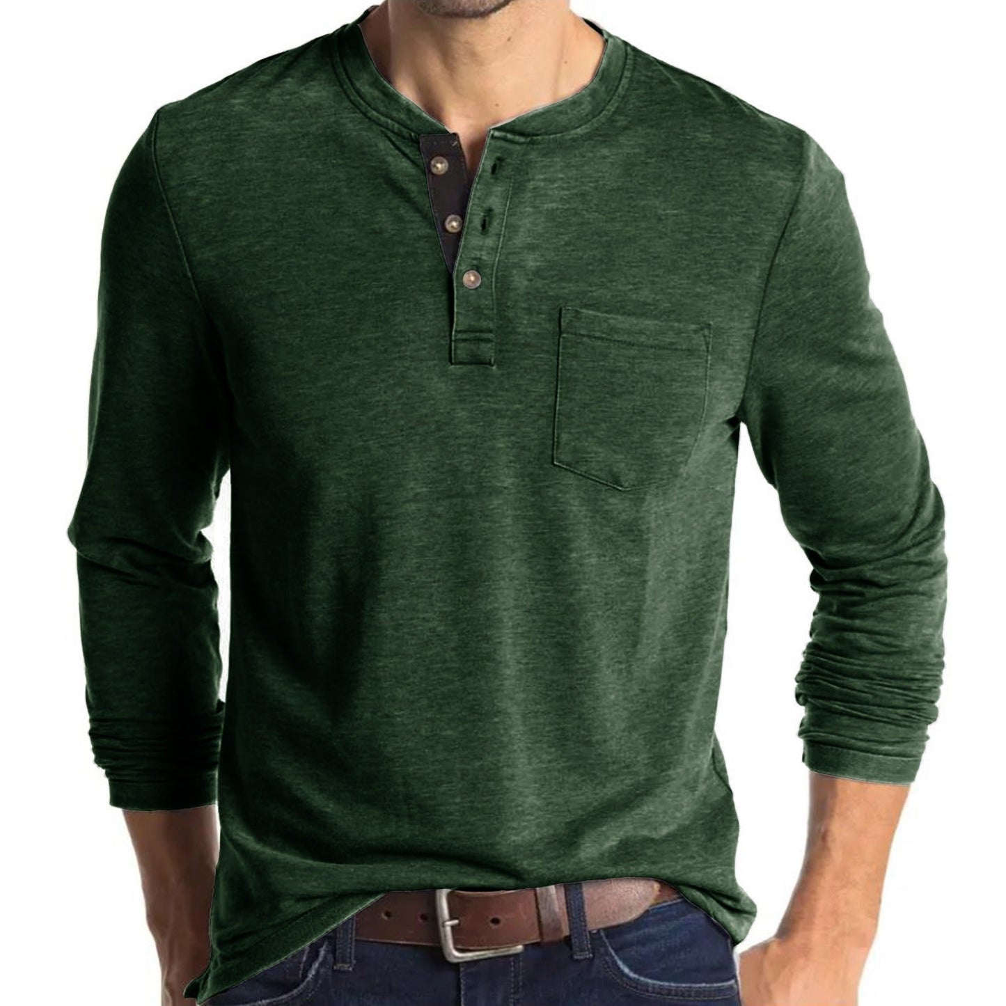 Alpha Man Neutral Long Sleeve Shirt | New Autumn And Winter Men's Long Sleeved T-Shirt Solid Color Base Shirt - Mighty Lifestyle