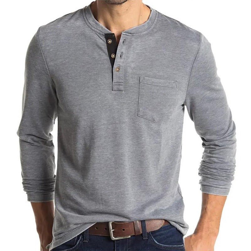 Alpha Man Neutral Long Sleeve Shirt | New Autumn And Winter Men's Long Sleeved T-Shirt Solid Color Base Shirt - Mighty Lifestyle