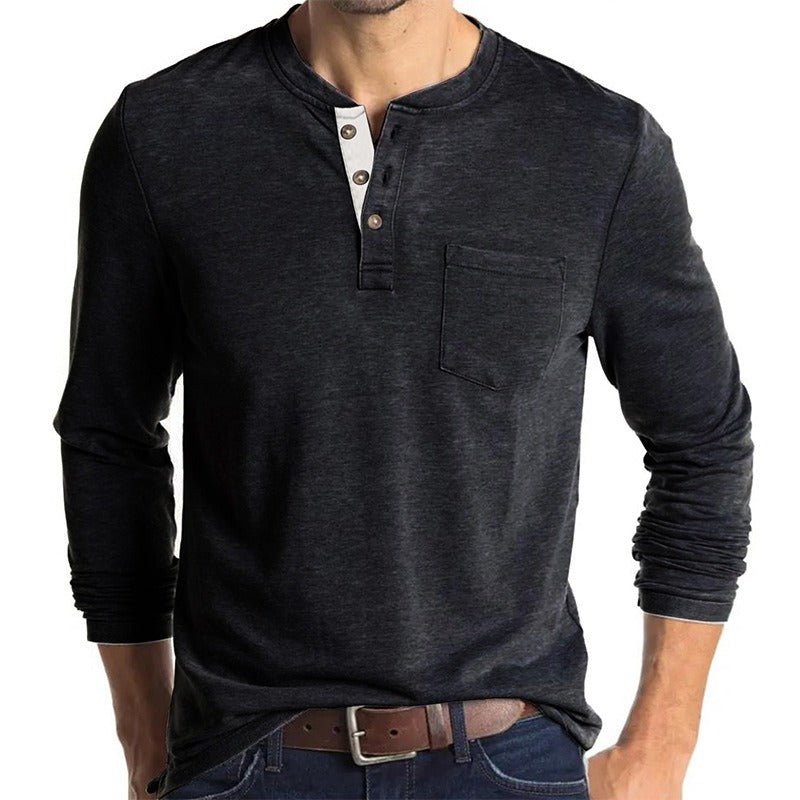 Alpha Man Neutral Long Sleeve Shirt | New Autumn And Winter Men's Long Sleeved T-Shirt Solid Color Base Shirt - Mighty Lifestyle