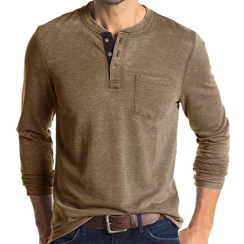Alpha Man Neutral Long Sleeve Shirt | New Autumn And Winter Men's Long Sleeved T-Shirt Solid Color Base Shirt - Mighty Lifestyle