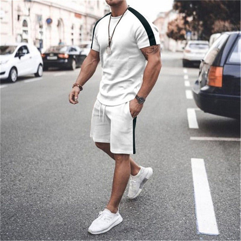 Alpha Man Outfit | Men's Short Sleeved Sports And Leisure Pieced Round Neck Fitness Set Men's Top - Mighty Lifestyle