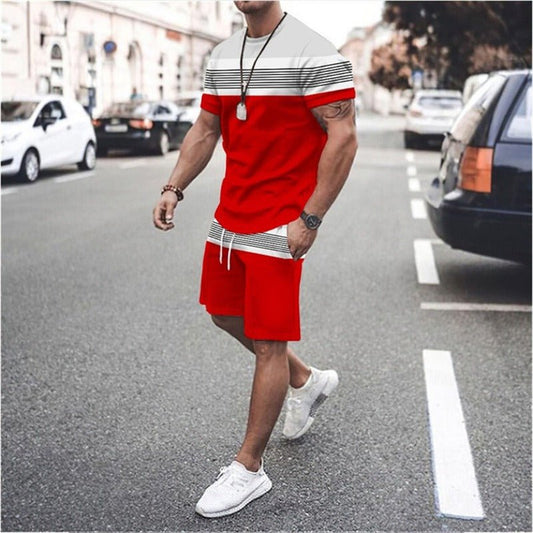 Alpha Man Outfit | Men's Short Sleeved Sports And Leisure Pieced Round Neck Fitness Set Men's Top - Mighty Lifestyle
