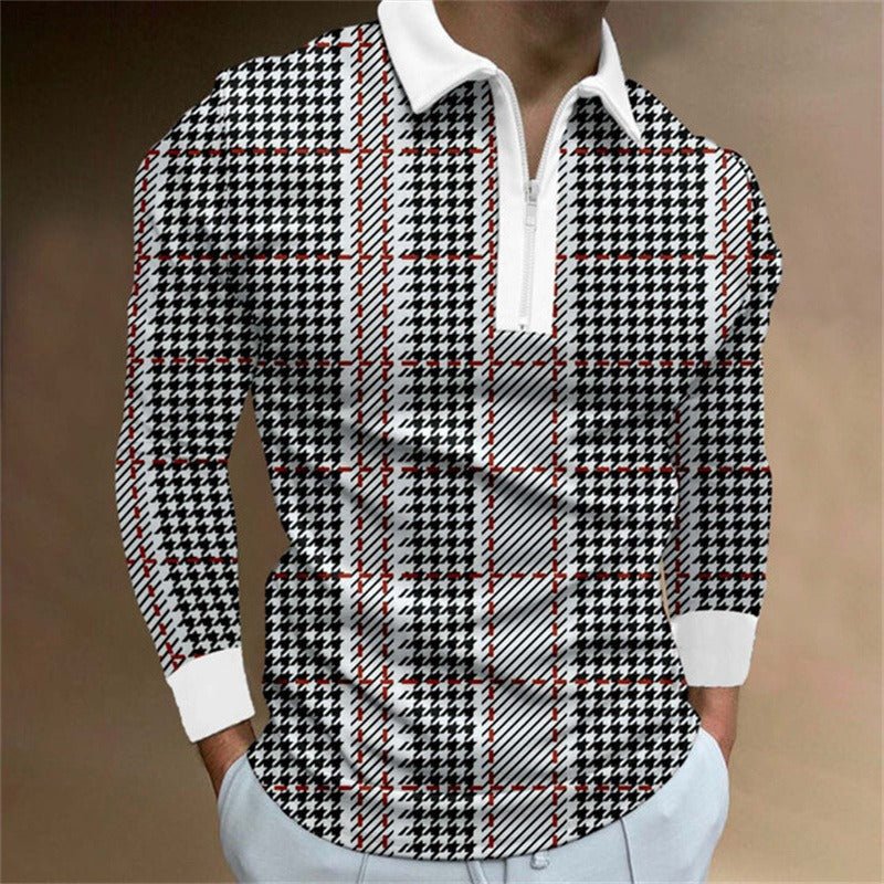 Alpha Man Zipper Long - Sleeved | Casual Slim Sports Lapel Shirt Polo Shirt - Mighty Lifestyle