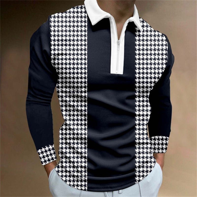 Alpha Man Zipper Long - Sleeved | Casual Slim Sports Lapel Shirt Polo Shirt - Mighty Lifestyle