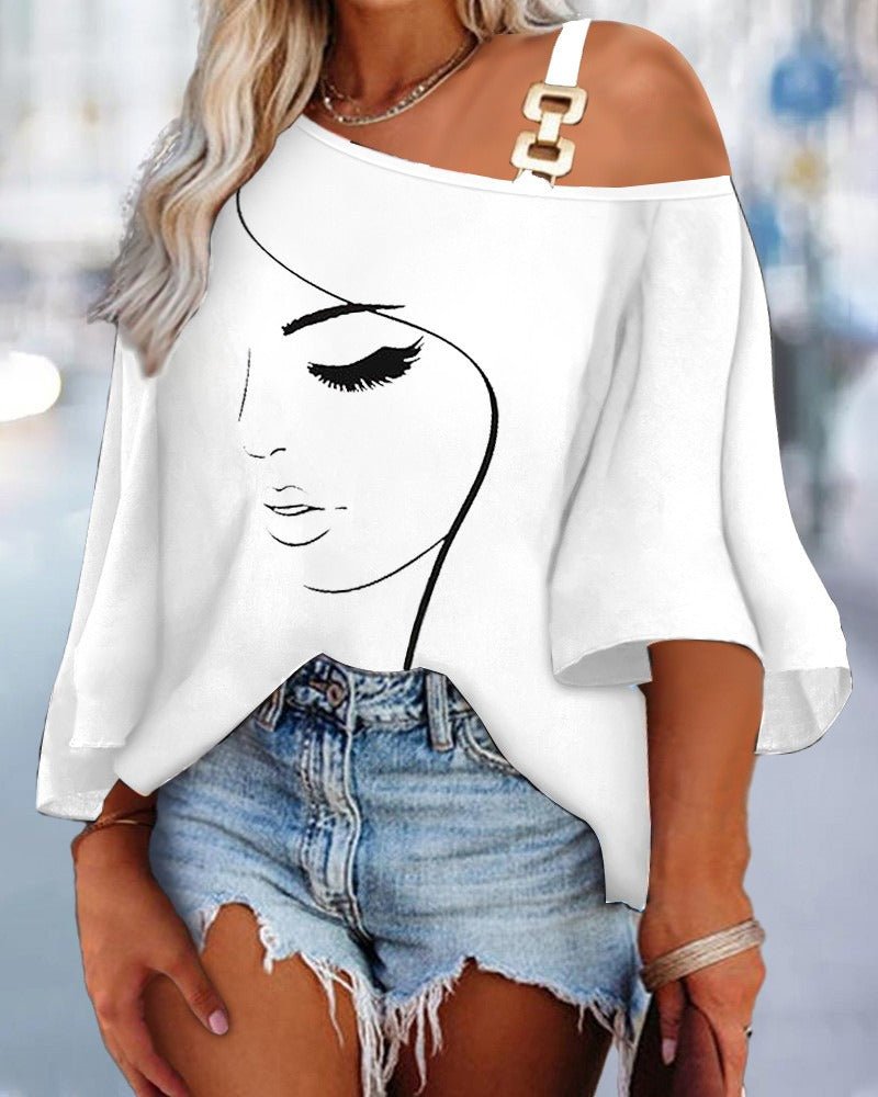 Artsy Graphic Patchwork Loose Casual Top Women's Printed T-Shirt - Mighty Lifestyle