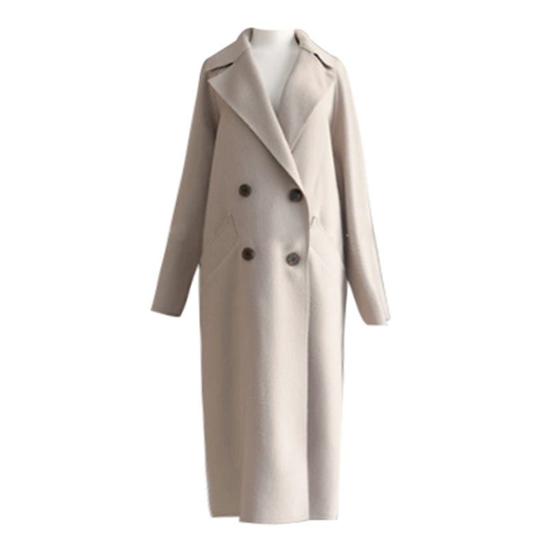 Baddie Cashmere Wool Coat | New medium length loose cashmere woolen coat for women's Hepburn style knee length woolen coat - Mighty Lifestyle