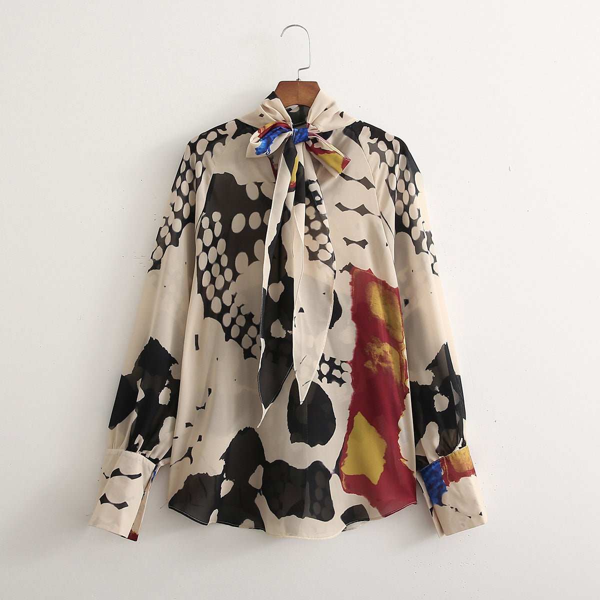 Baddie Long Sleeve Bouse | Casual Holiday Long Sleeve Bowknot Print Shirt - Mighty Lifestyle