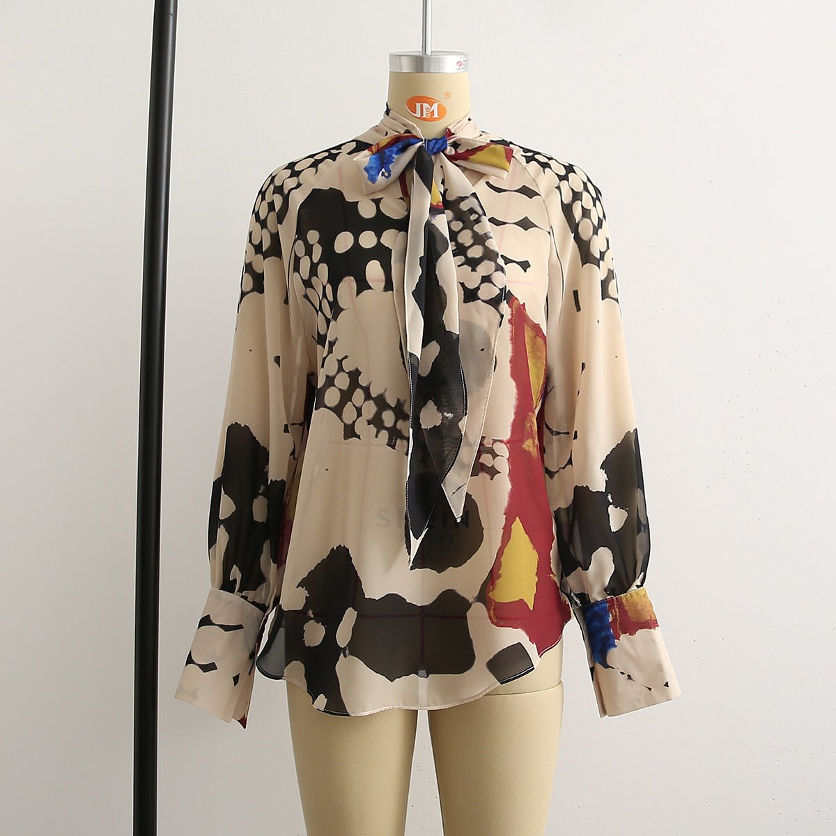 Baddie Long Sleeve Bouse | Casual Holiday Long Sleeve Bowknot Print Shirt - Mighty Lifestyle