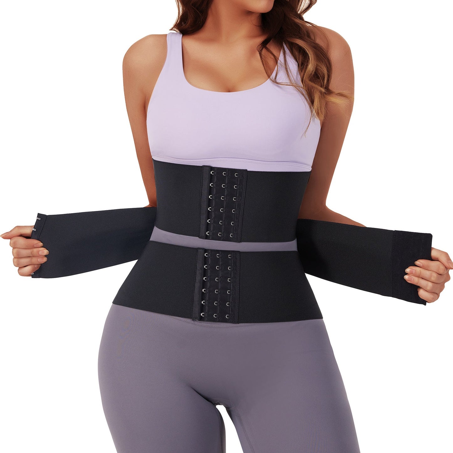 Baddie Waist Trainer | Lose the Tummy Trainer | Hour Glass Figure | Sports Sweat Postpartum Body Sculpting Double Belt Buckle Abdominal Belt - Mighty Lifestyle