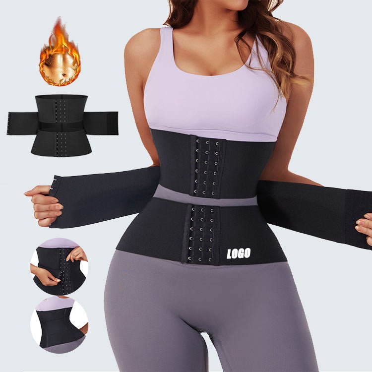 Baddie Waist Trainer | Lose the Tummy Trainer | Hour Glass Figure | Sports Sweat Postpartum Body Sculpting Double Belt Buckle Abdominal Belt - Mighty Lifestyle