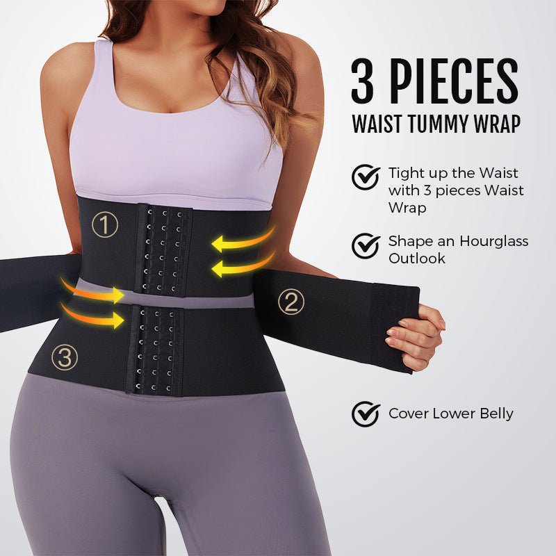 Baddie Waist Trainer | Lose the Tummy Trainer | Hour Glass Figure | Sports Sweat Postpartum Body Sculpting Double Belt Buckle Abdominal Belt - Mighty Lifestyle