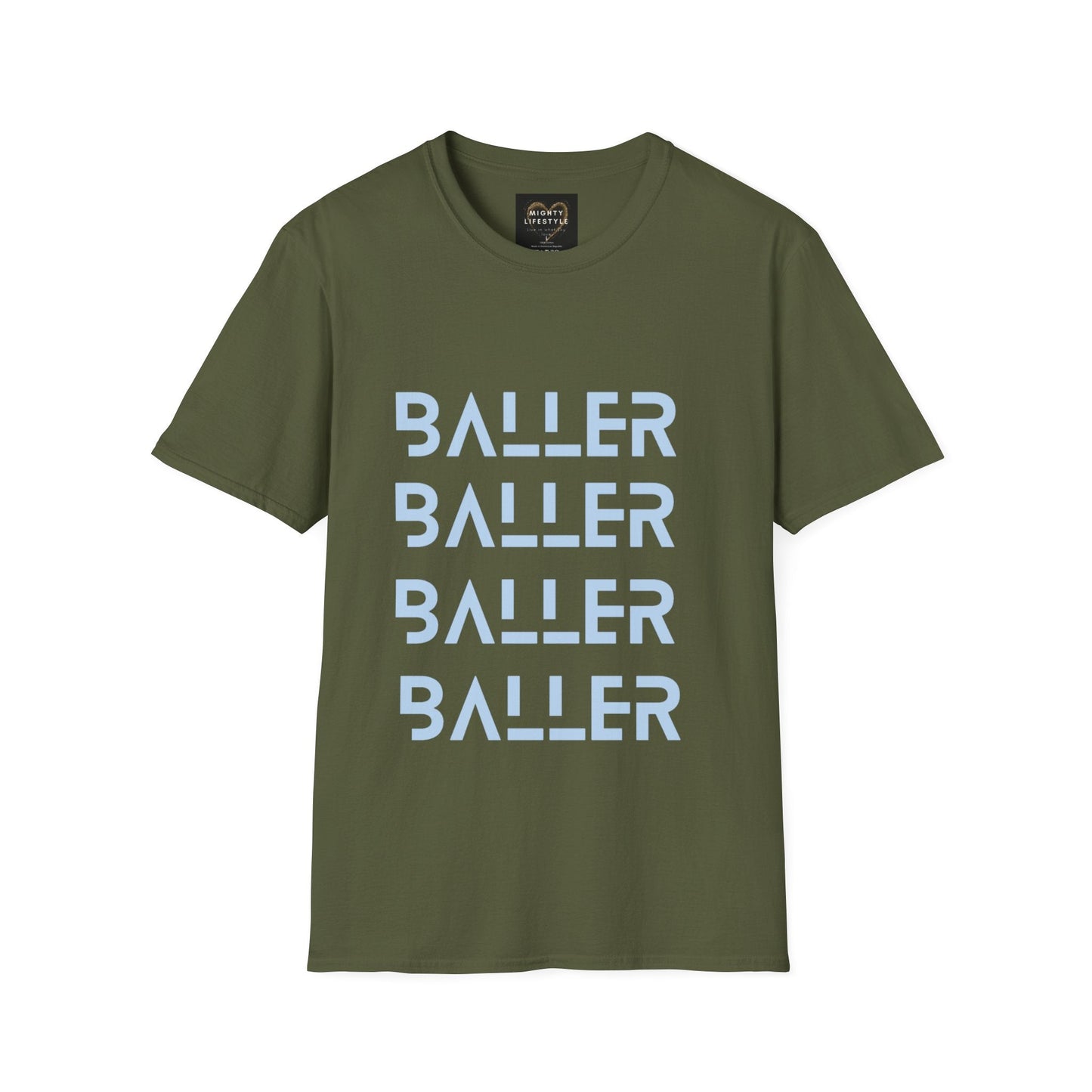Baller Shirt | Motivational Shirt | Travel Basketball| AAU Basketball | Basketball Shirt |Basketball Mom| Basketball Dad | Unisex Basketball Shirt | Sports Shirt | Baller Shirt | Mighty Lifestyle | Softstyle T-Shirt - Mighty Lifestyle