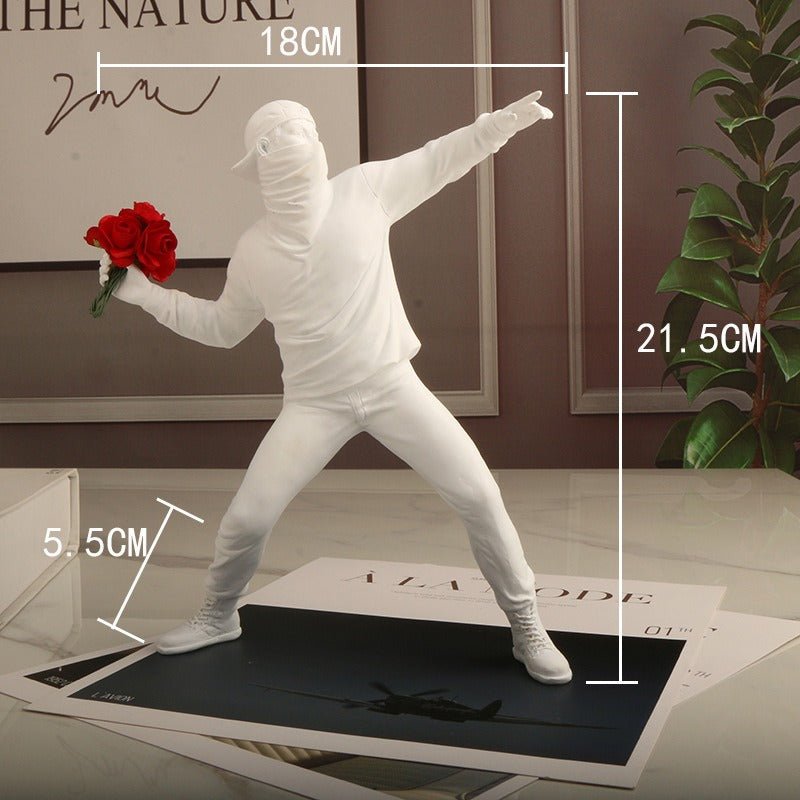 Banksy Flower Throwing Boy | Art Decoration Decoration Decoration Fashion Creative Home Decoration - Mighty Lifestyle