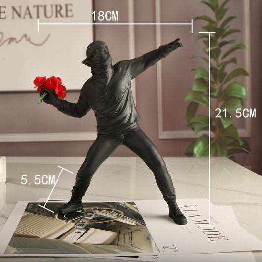 Banksy Flower Throwing Boy | Art Decoration Decoration Decoration Fashion Creative Home Decoration - Mighty Lifestyle