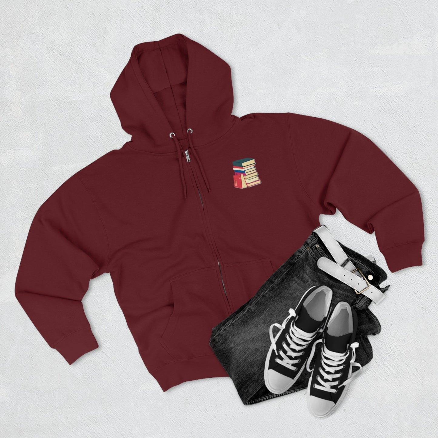 Banned Books Zipper Hoodie, Banned Books, Literary, Library, Reader, Student, Unisex Premium Full Zip Hoodie - Mighty Lifestyle