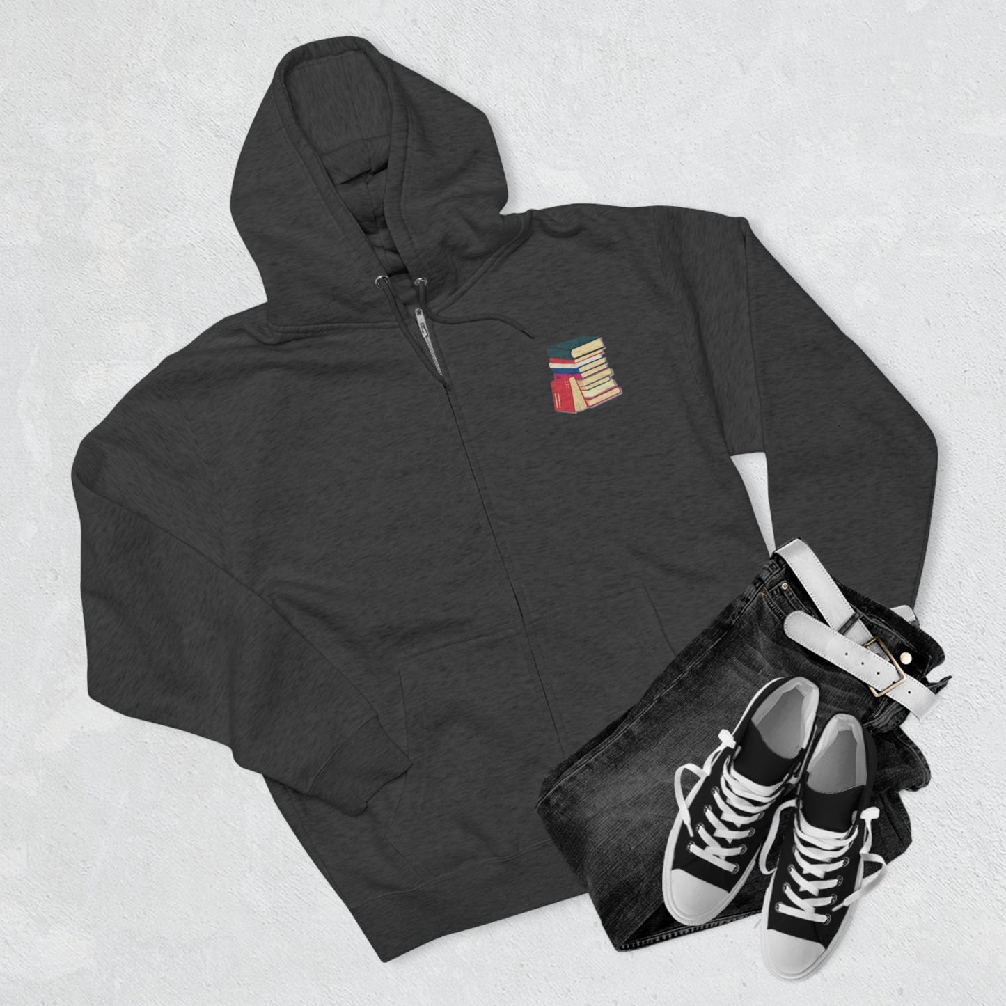 Banned Books Zipper Hoodie, Banned Books, Literary, Library, Reader, Student, Unisex Premium Full Zip Hoodie - Mighty Lifestyle