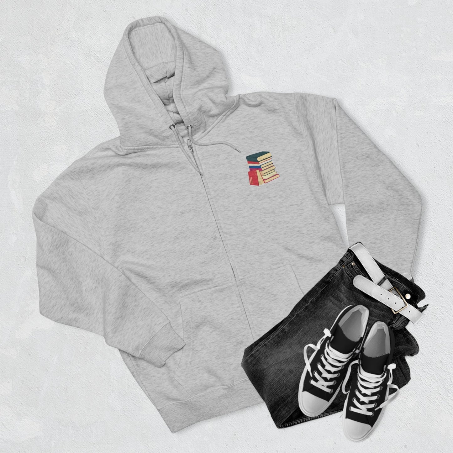 Banned Books Zipper Hoodie, Banned Books, Literary, Library, Reader, Student, Unisex Premium Full Zip Hoodie - Mighty Lifestyle