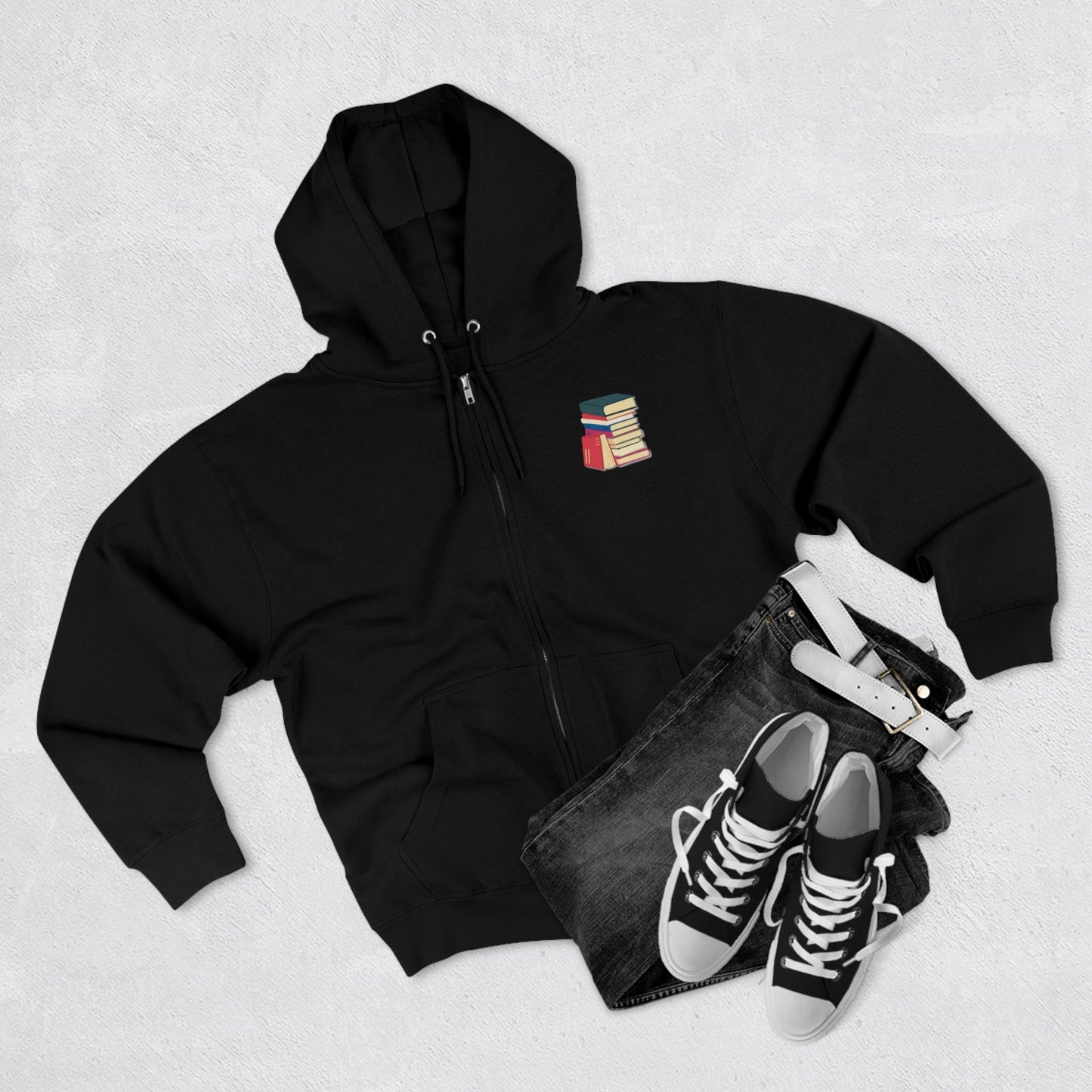 Banned Books Zipper Hoodie, Banned Books, Literary, Library, Reader, Student, Unisex Premium Full Zip Hoodie - Mighty Lifestyle