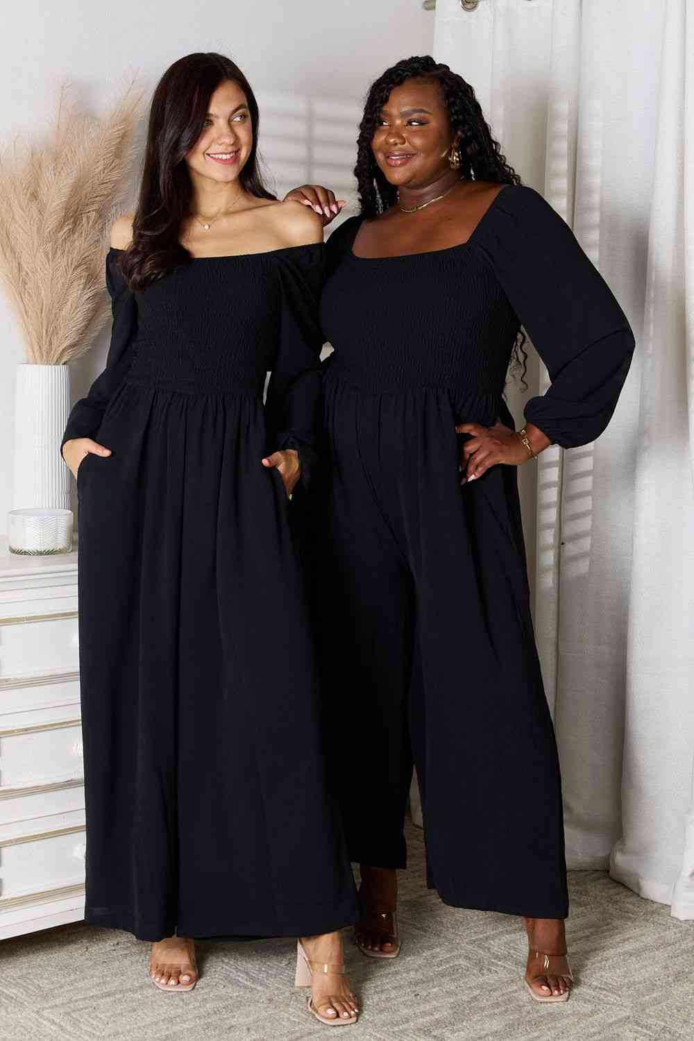 Beauty Trend Double Take Square Neck Jumpsuit with Pockets - Mighty Lifestyle