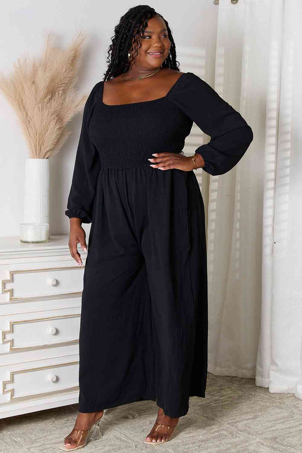 Beauty Trend Double Take Square Neck Jumpsuit with Pockets - Mighty Lifestyle