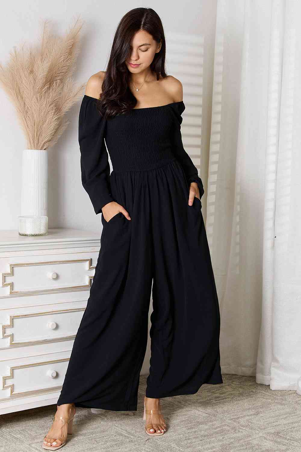 Beauty Trend Double Take Square Neck Jumpsuit with Pockets - Mighty Lifestyle