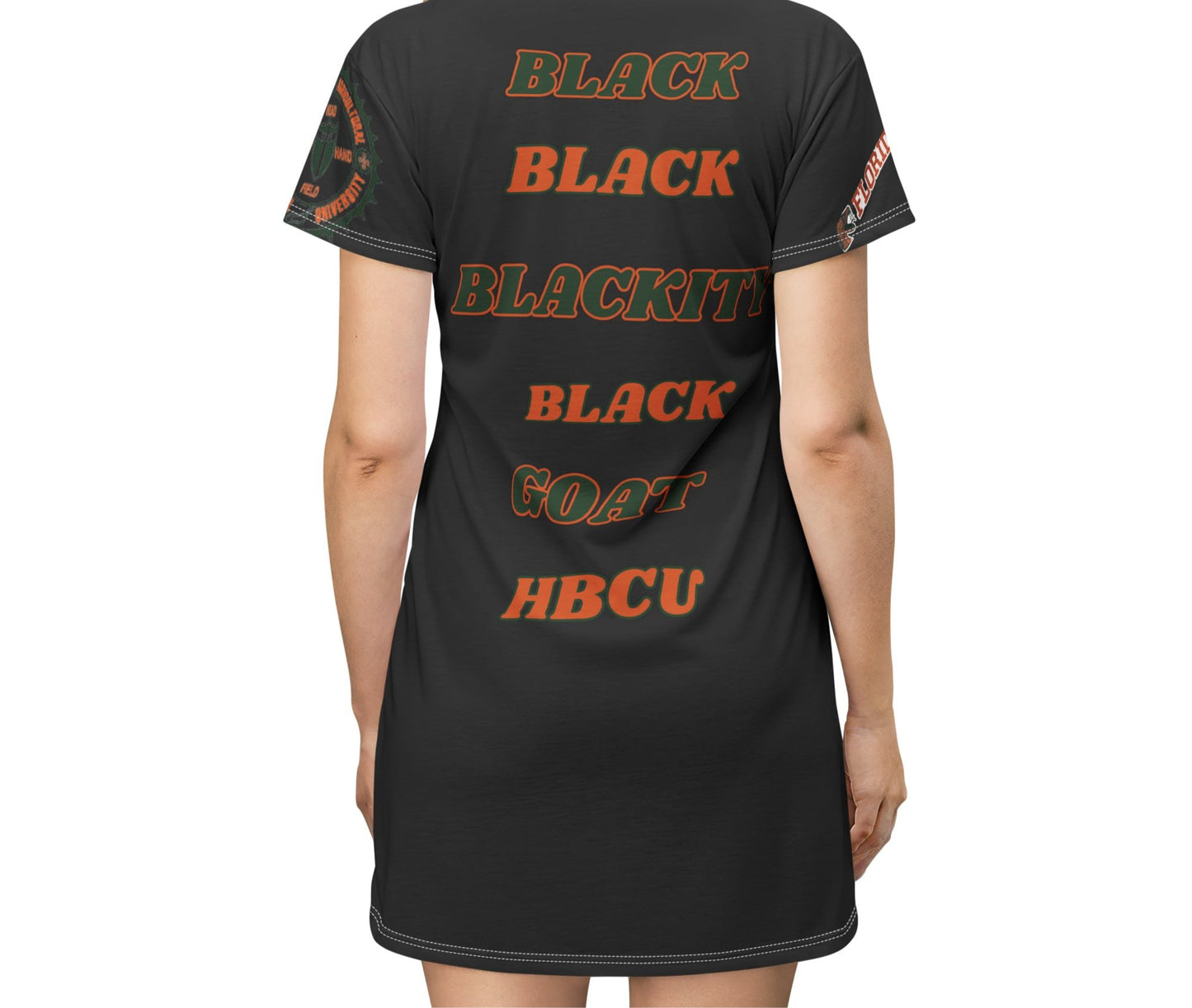 Black FAMU, HBCU Football, Black Excellence Dress, Comfortable Dress, Homecoming, Classic Football, T-Shirt Dress (AOP) - Mighty Lifestyle