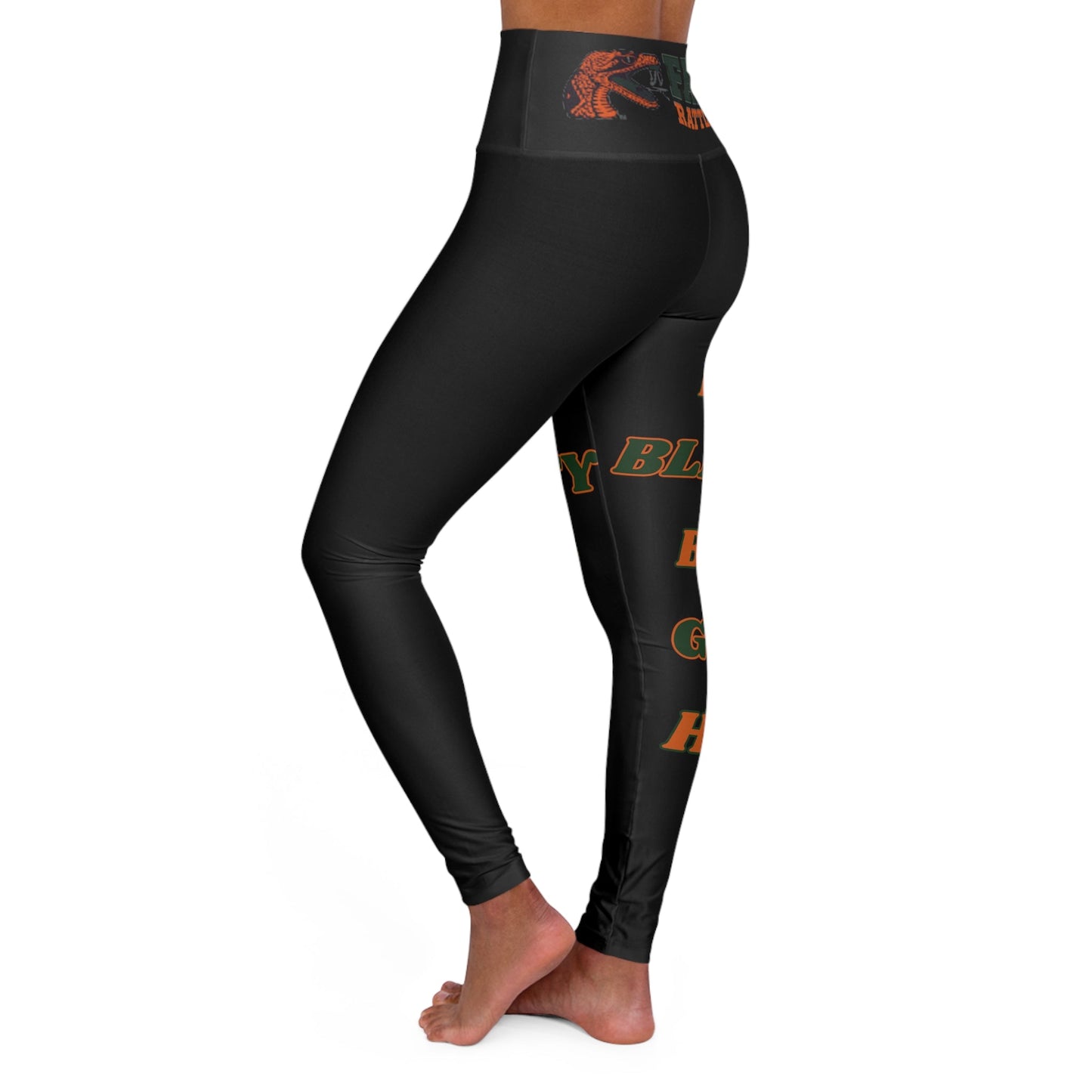 Black Leggings FAMU, Black Excellence, FL A&M University, HBCU, Homecoming, Classic Sports, Grad, Greek, High Waisted Yoga Leggings - Mighty Lifestyle