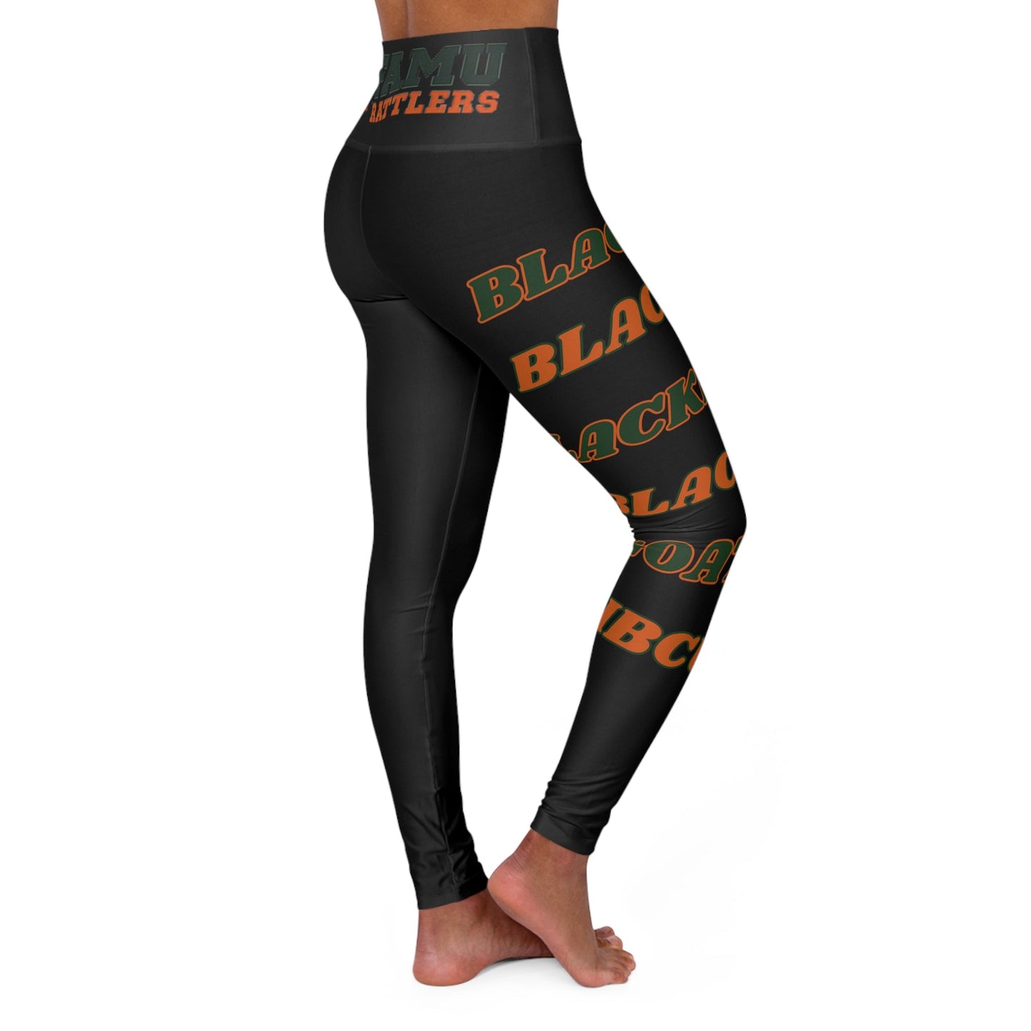 Black Leggings FAMU, Black Excellence, FL A&M University, HBCU, Homecoming, Classic Sports, Grad, Greek, High Waisted Yoga Leggings - Mighty Lifestyle