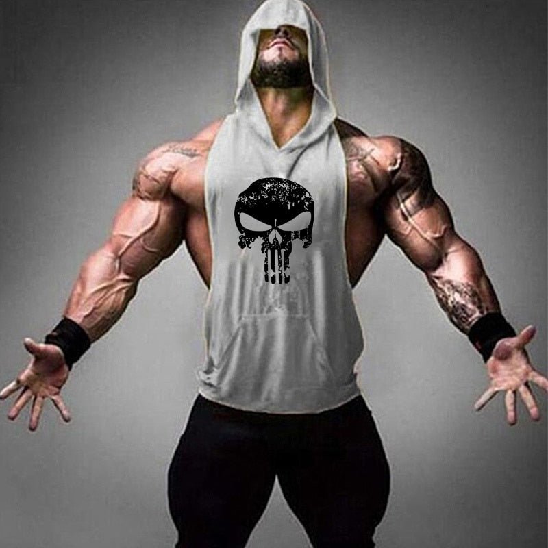 Bone Skull Bodybuilding Stringer Tank Tops men Stringer Shirt Fitness Tank Top Men Gym sleeveless hoodies Cotton Vest - Mighty Lifestyle
