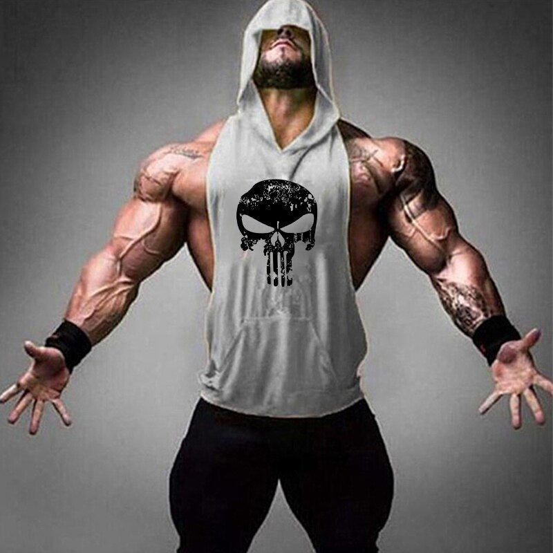 Bone Skull Bodybuilding Stringer Tank Tops men Stringer Shirt Fitness Tank Top Men Gym sleeveless hoodies Cotton Vest - Mighty Lifestyle