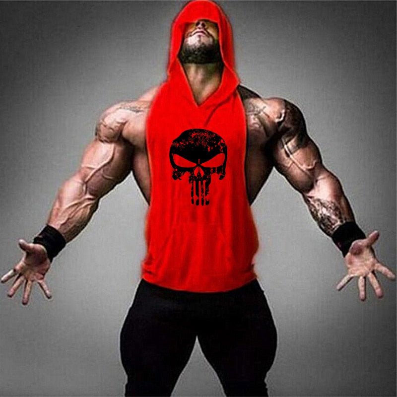Bone Skull Bodybuilding Stringer Tank Tops men Stringer Shirt Fitness Tank Top Men Gym sleeveless hoodies Cotton Vest - Mighty Lifestyle