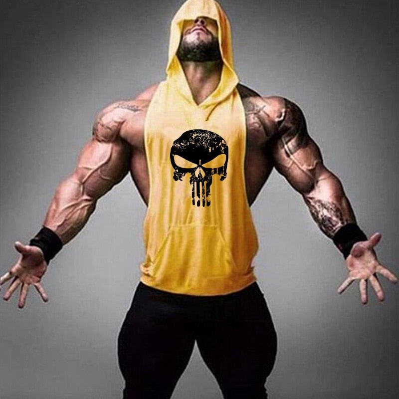 Bone Skull Bodybuilding Stringer Tank Tops men Stringer Shirt Fitness Tank Top Men Gym sleeveless hoodies Cotton Vest - Mighty Lifestyle