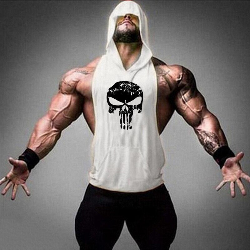 Bone Skull Bodybuilding Stringer Tank Tops men Stringer Shirt Fitness Tank Top Men Gym sleeveless hoodies Cotton Vest - Mighty Lifestyle