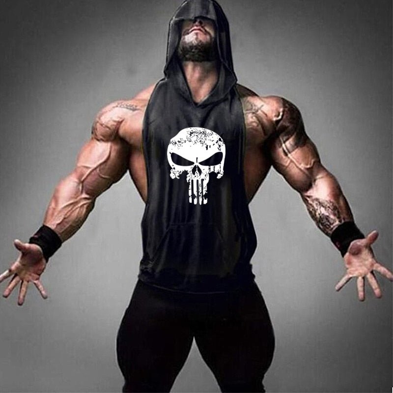 Bone Skull Bodybuilding Stringer Tank Tops men Stringer Shirt Fitness Tank Top Men Gym sleeveless hoodies Cotton Vest - Mighty Lifestyle