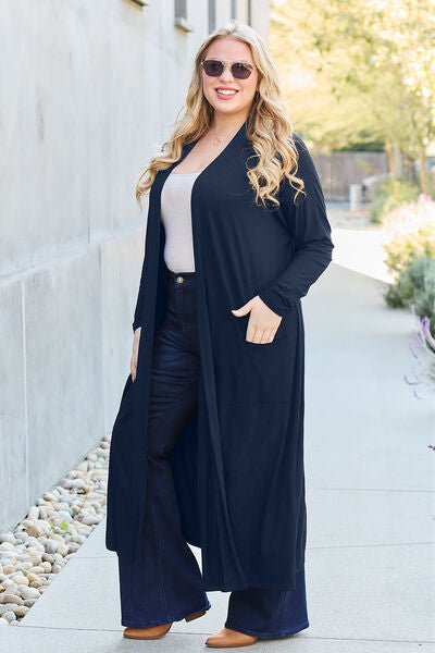 Bougie Sexy Bae Full Size Open Front Long Sleeve Cover Up - Long Cardigan - Mighty Lifestyle