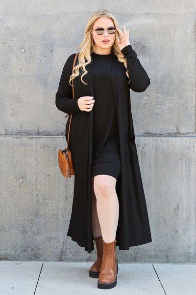 Bougie Sexy Bae Full Size Open Front Long Sleeve Cover Up - Long Cardigan - Mighty Lifestyle
