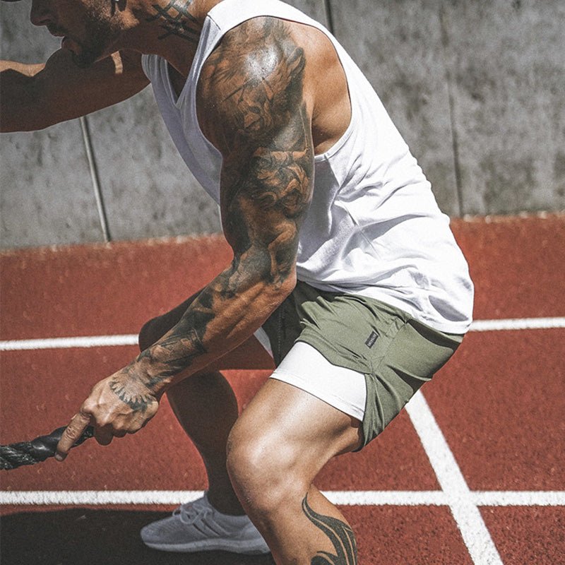Camo Athletic Shorts, Men's 2 in 1 Running Shorts Mens Sports Shorts Quick Drying Training Exercise Jogging Gym Shorts with Built - in pocket Liner - Mighty Lifestyle